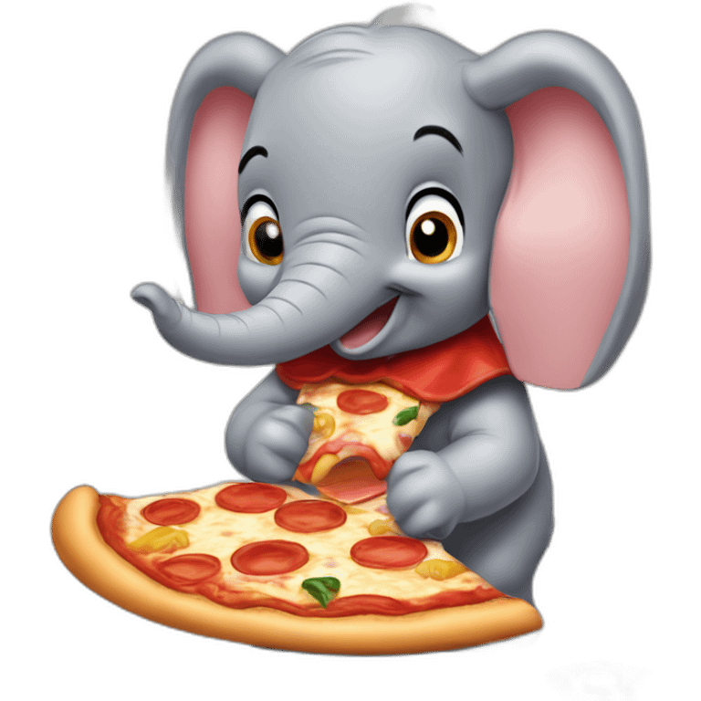 Dumbo mangeant une pizza  emoji