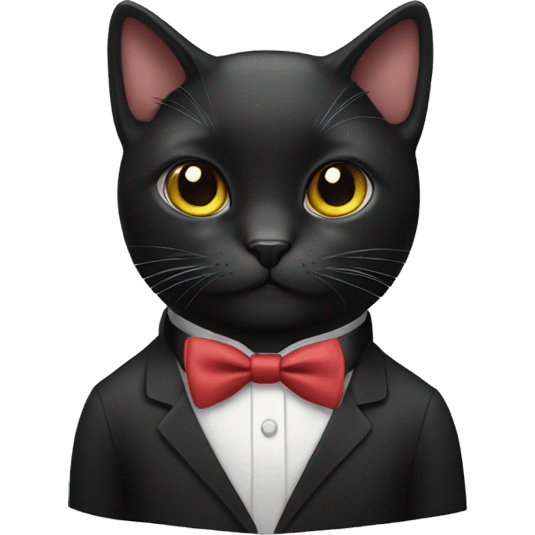 black cat wearing bow tie emoji