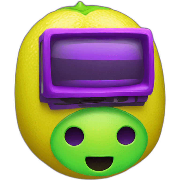 Lemon green and purple neon Videomaker emoji