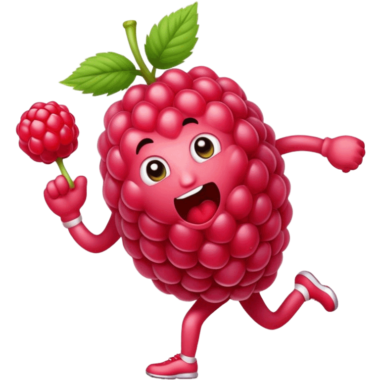 A raspberry does exercise emoji