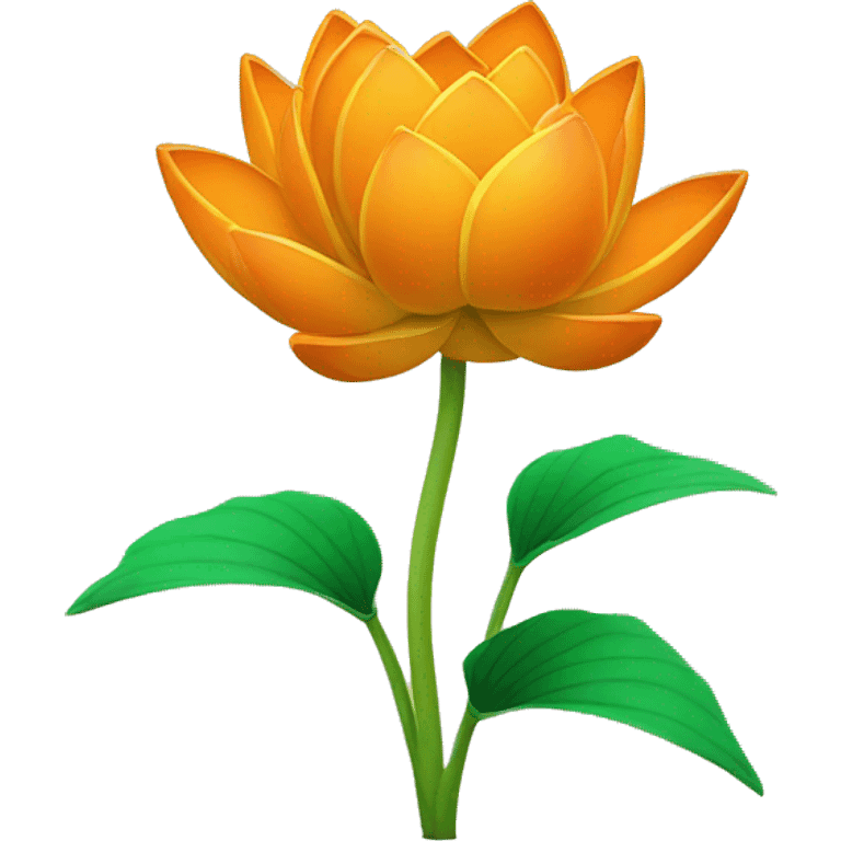 Orange coloured lotus having green stem emoji