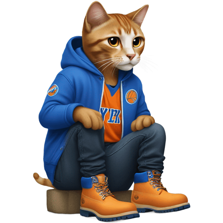 cat in timbs, New York knicks jersey emoji