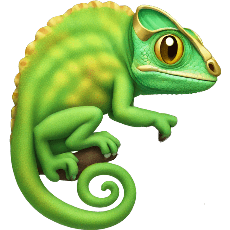 Chameleon wearing a gold chain necklace emoji