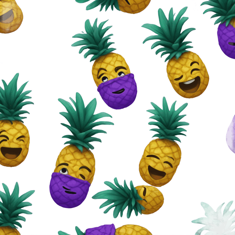 A purple pineapple smiling with a hat on emoji