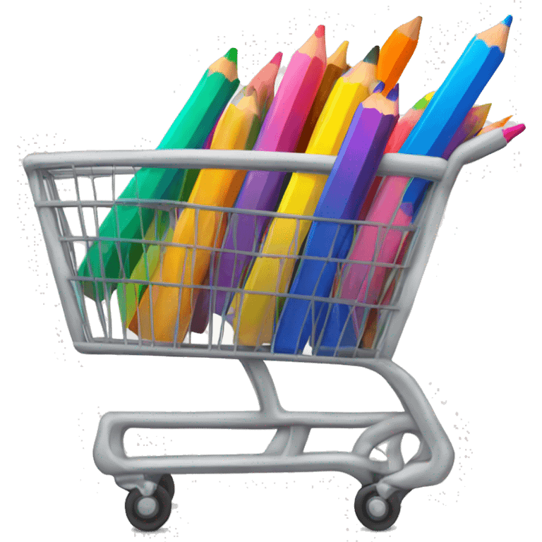 a shopping cart full of colored pencils emoji