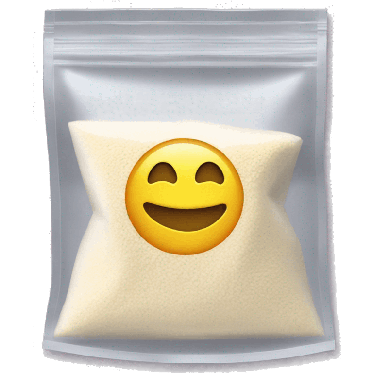 Pocket sized see through ziplock bag of flour emoji