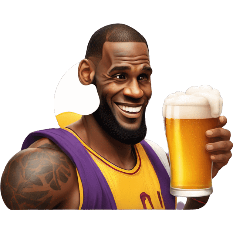 Lebron james avec un soleil dans la main et une biere dans l autre emoji