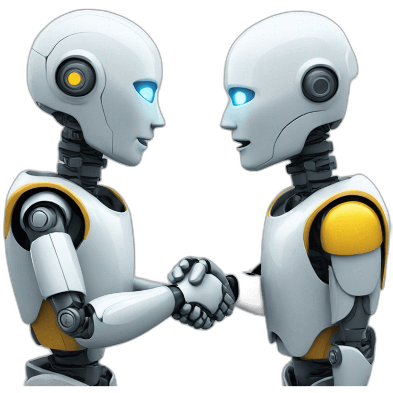 a robot and a person shaking hands emoji