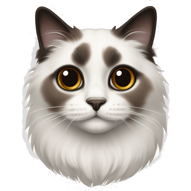 ragdoll cat white with black and brown patches around the nose, ears, feet, and tail emoji