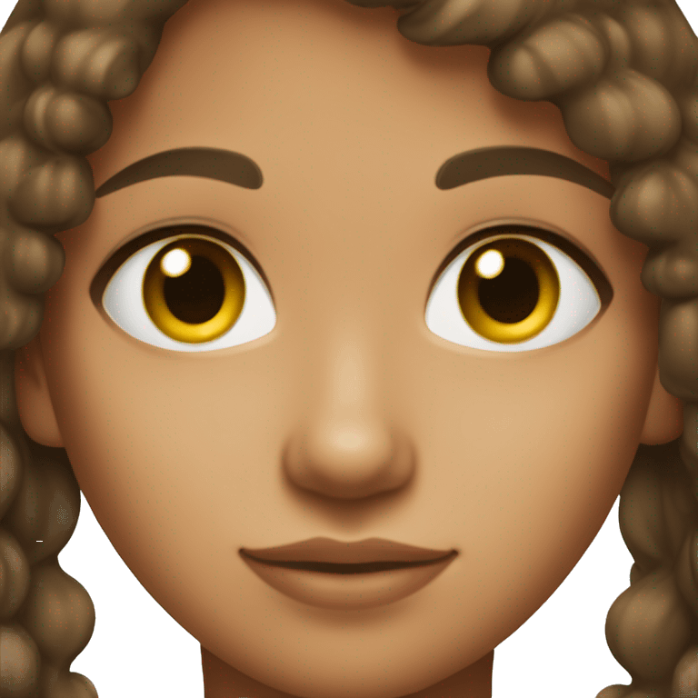 girl with tan skin, green eyes, light freckles, and dark brown hair emoji