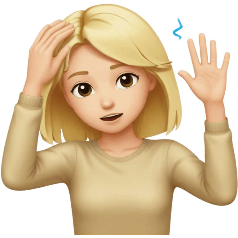 a blond girl doing a dab emoji