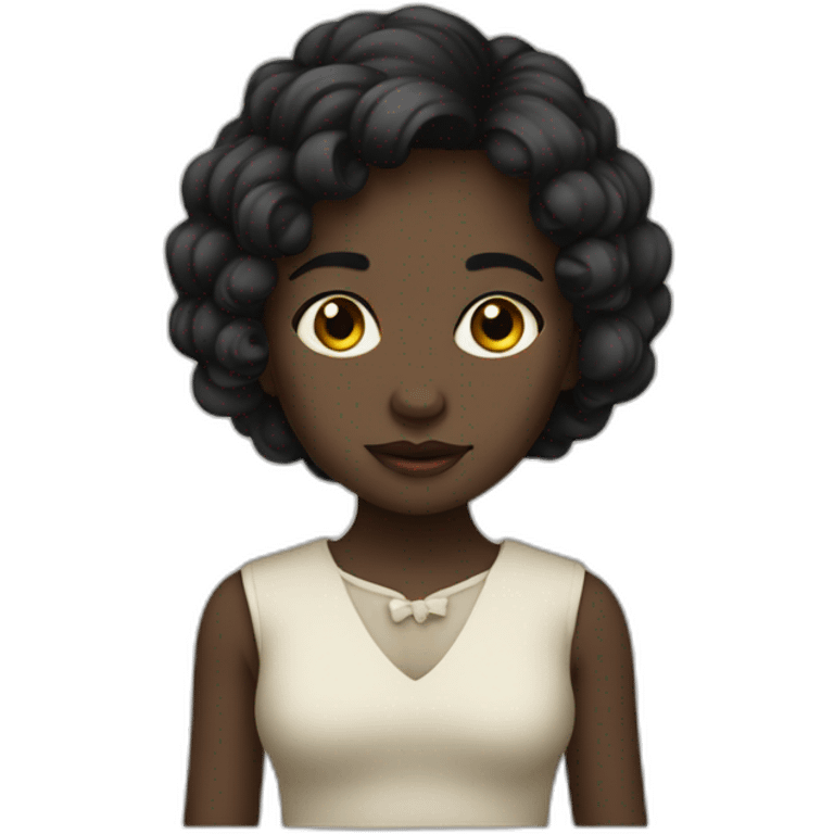 niña negra con MOÑO emoji