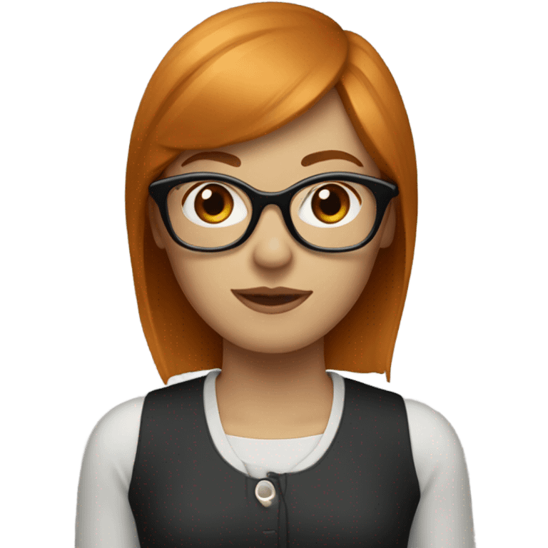 a womam with short gingerish hair with bangs and brown glasse emoji