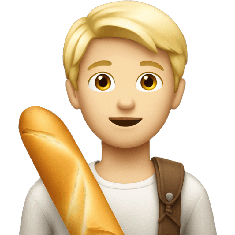 Blonde french boy with a baguette  emoji