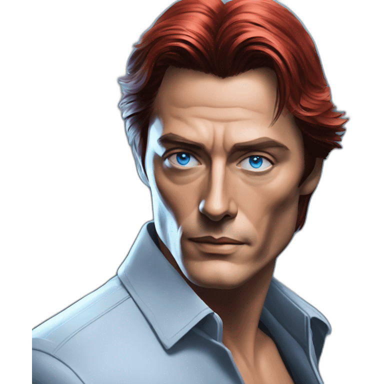 Alain delon cyberpunk blue eyes red hair emoji