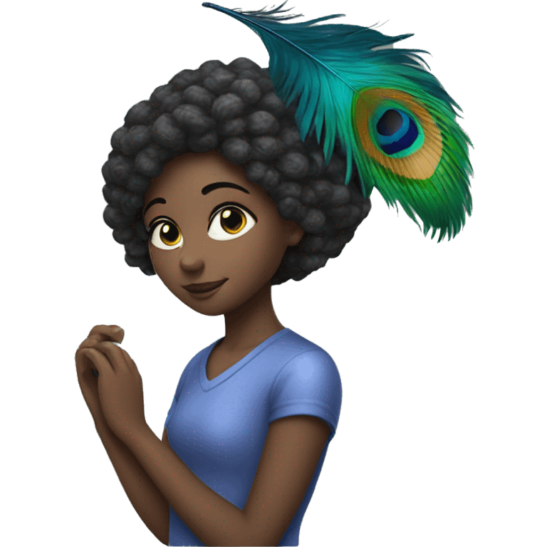 a girl wth peacock feather emoji