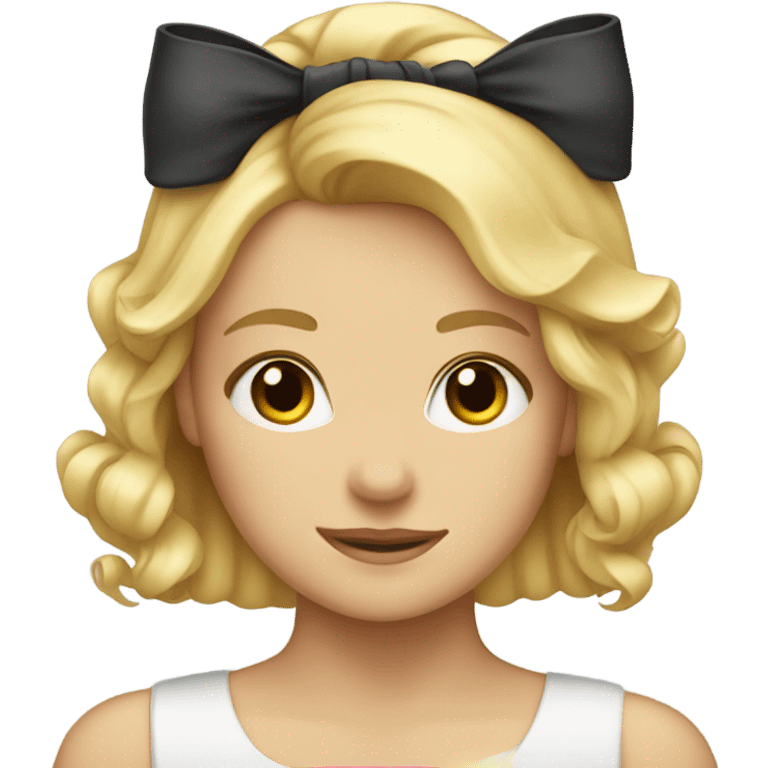 Blond girl with a bow on her hair  emoji