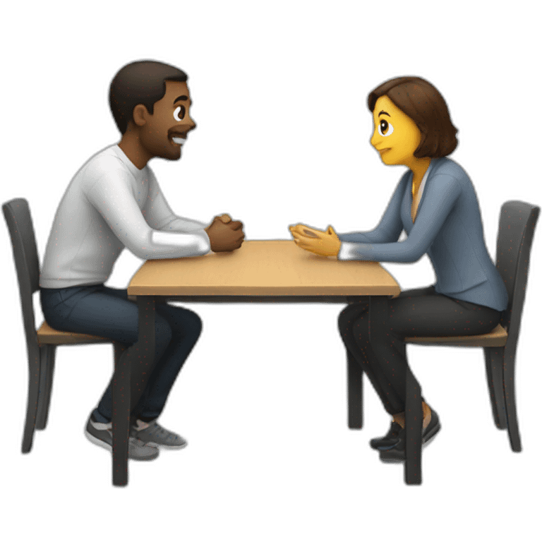 2 people talking around a table emoji