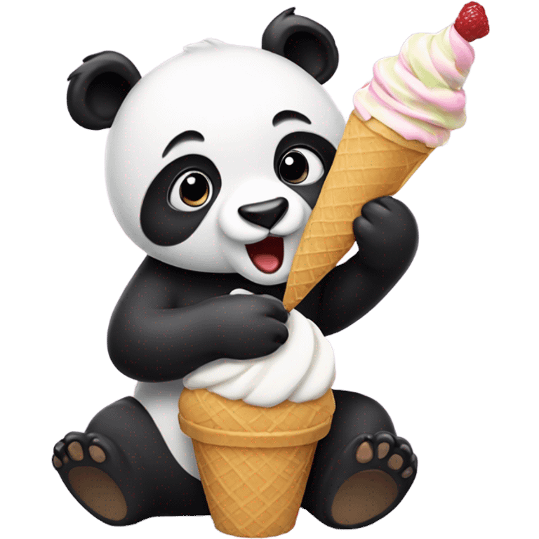 Panda eating ice cream emoji