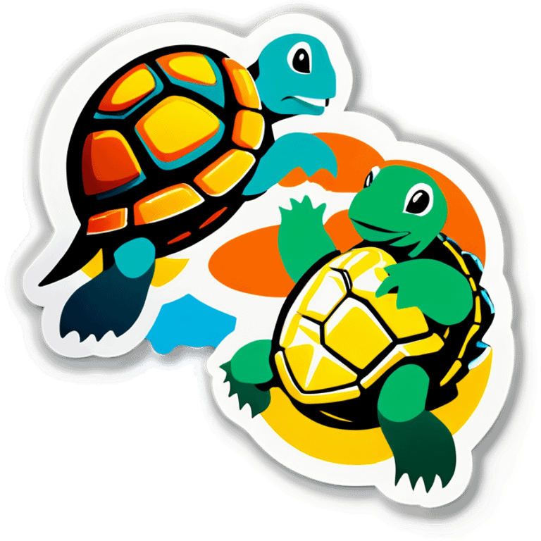 Turtles fighting emoji