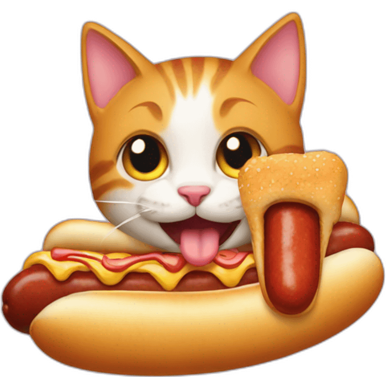 cat eating hotdog emoji