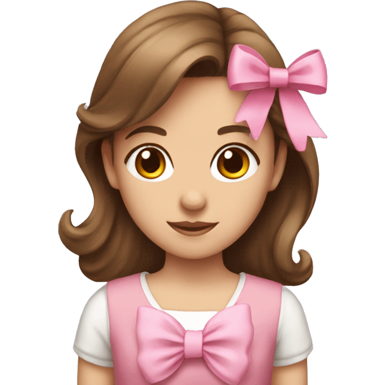 Girl with brown hair and pink bow emoji