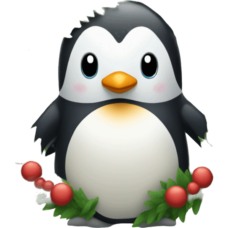 penguin in a wreath emoji