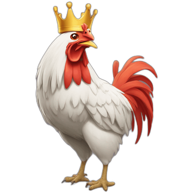 howling rooster with a crown on its head emoji