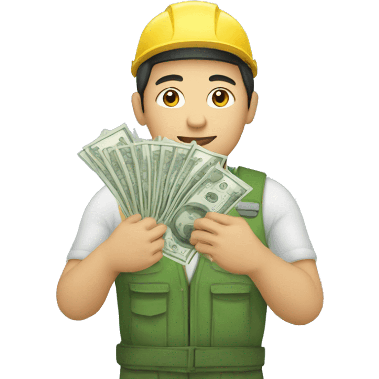 kazakh worker with money in hands emoji