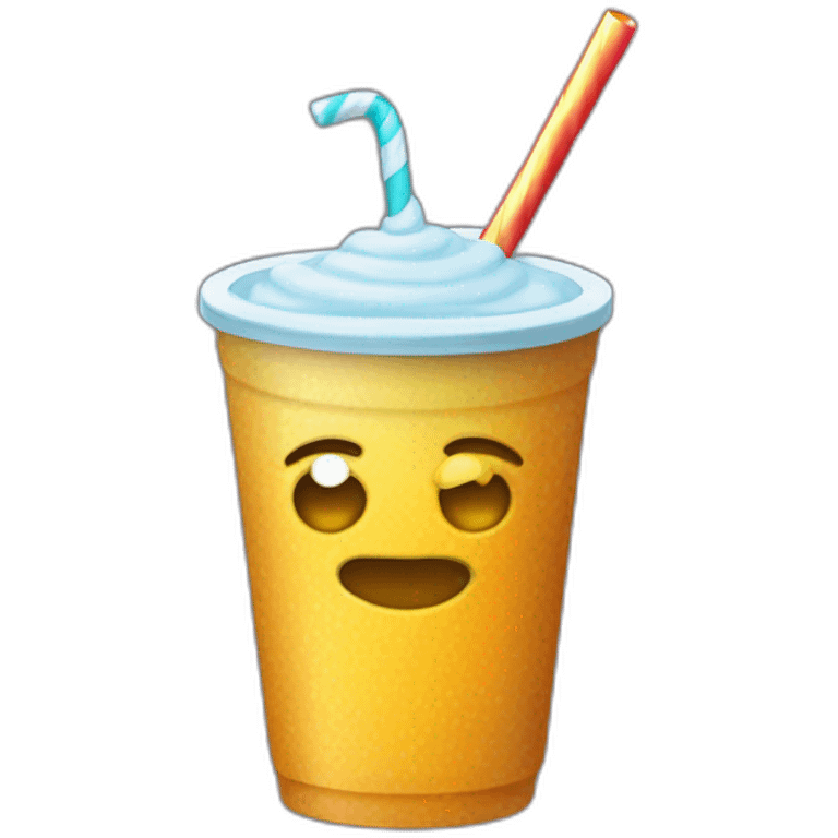 A magic wand used as a straw in a sodacup emoji