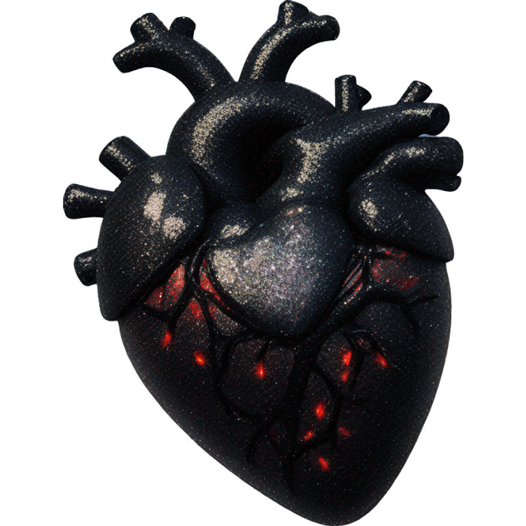 Black glittery anatomical heart emoji