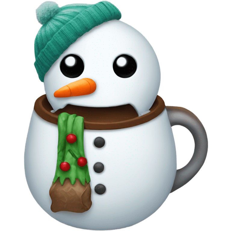 Snowman drinking coffee emoji