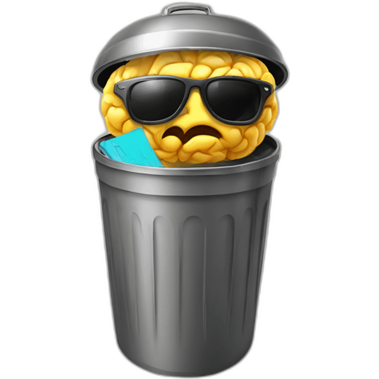 brain sunglasses trash can emoji