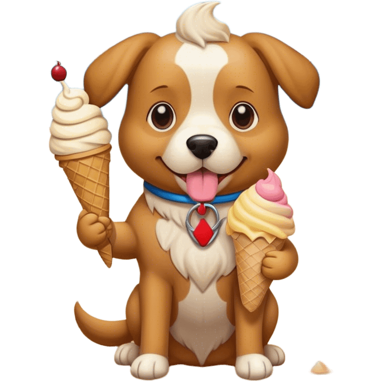 Dog on the beach with an ice cream cone  emoji