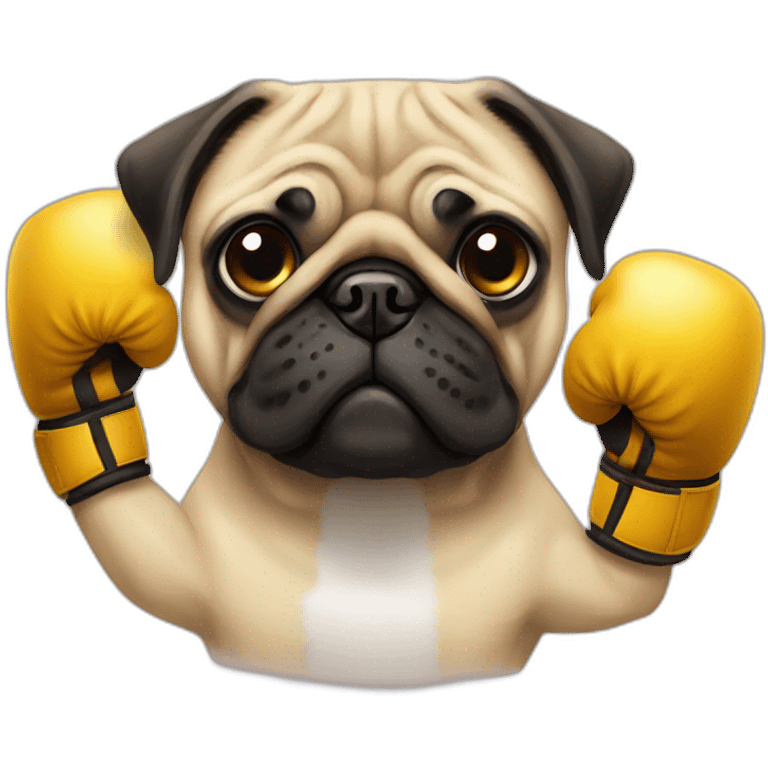 pug with boxing gloves and golden with boxing gloves emoji