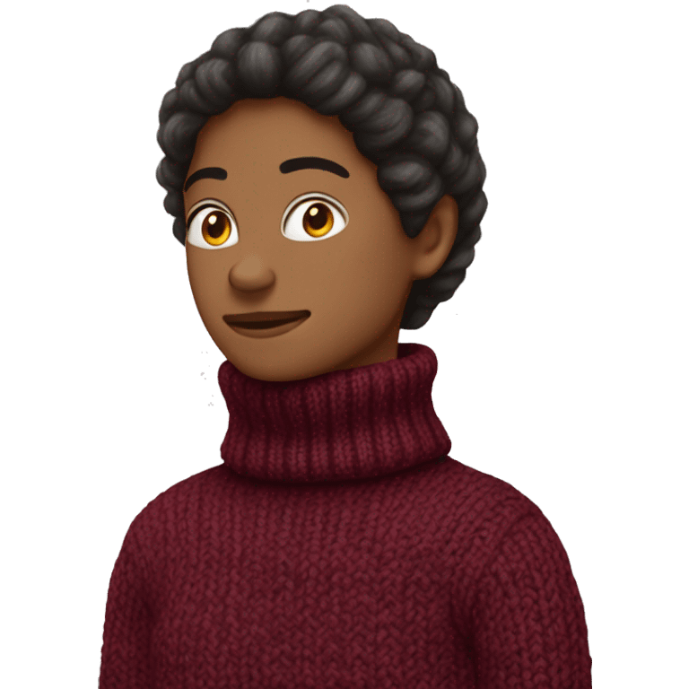 Burgundy white knitted turtleneck sweater emoji