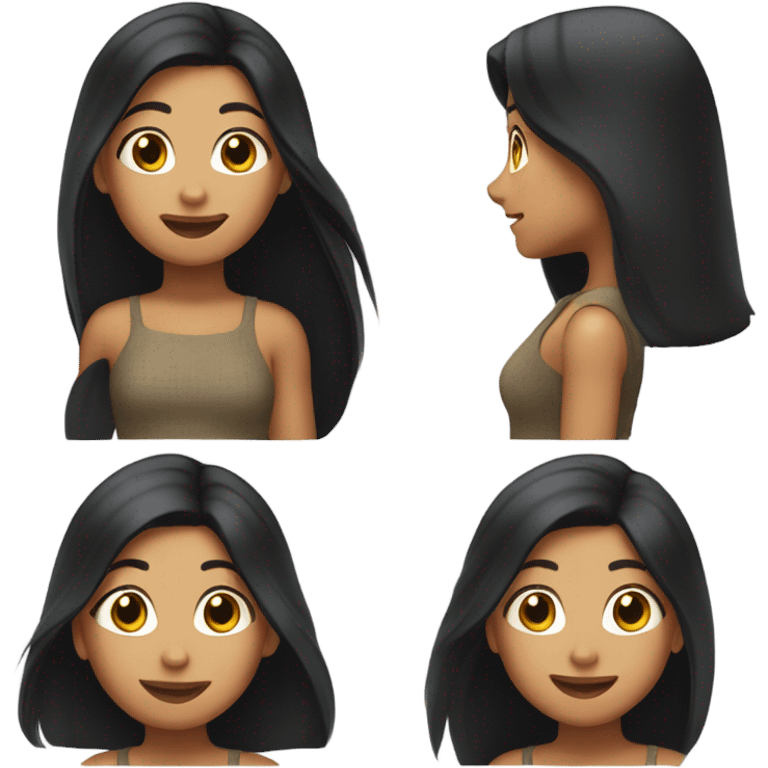 a girl with long black hair olive skinned happy expression upper body  emoji