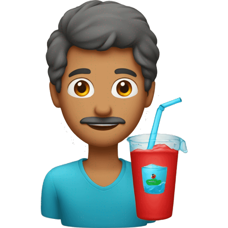 Hombre de color rojo con un vaso de agua emoji