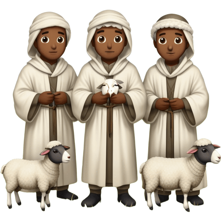 Four Black man Shepherds with a flock of sheep emoji