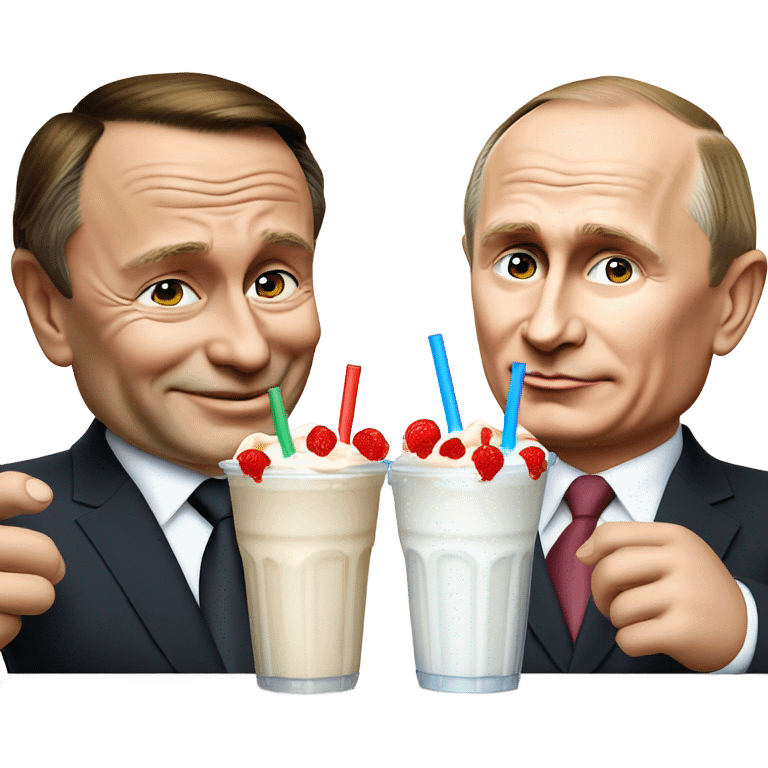 Vladimir Putin and Gerhard Schröder drinking a milkshake sharing straws emoji