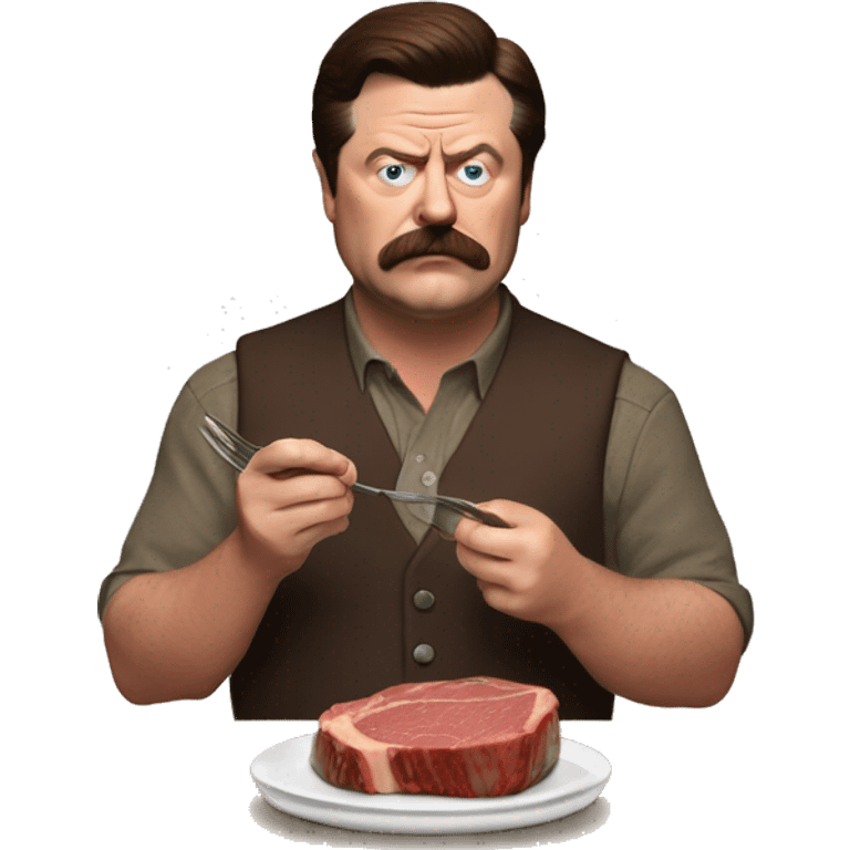 ron swanson eating steak emoji