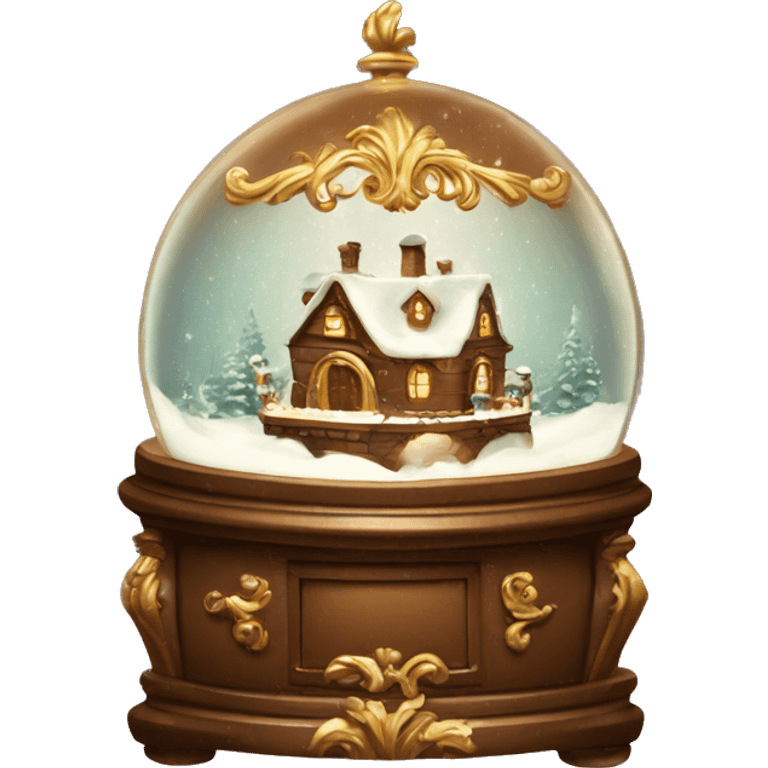 vintage brown rococo snow globe emoji