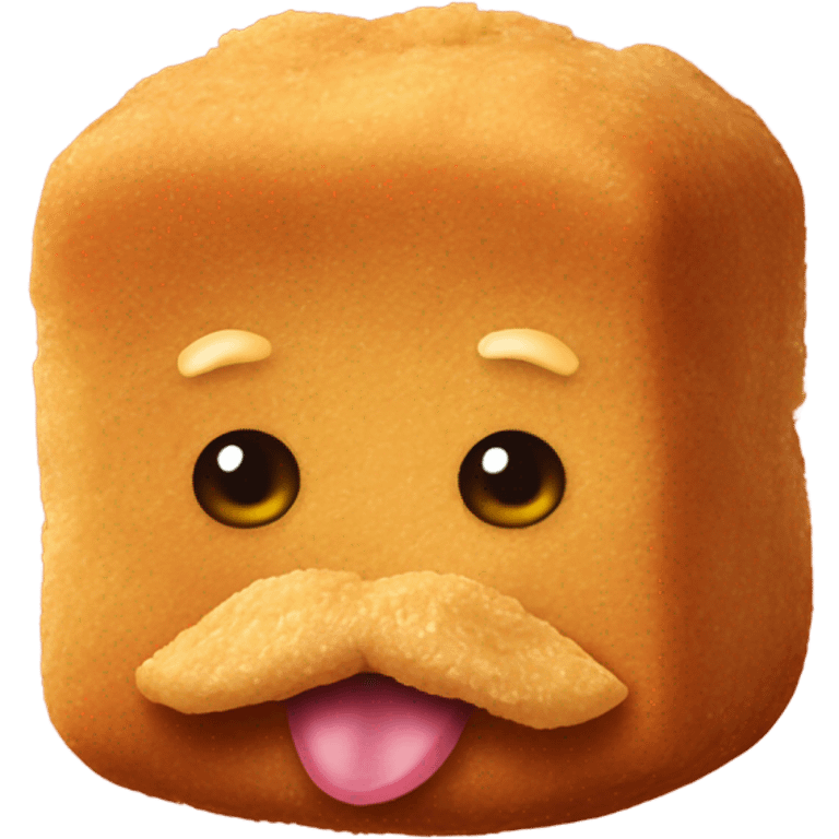 Chicken nugget with a moustache and sharp jawline emoji