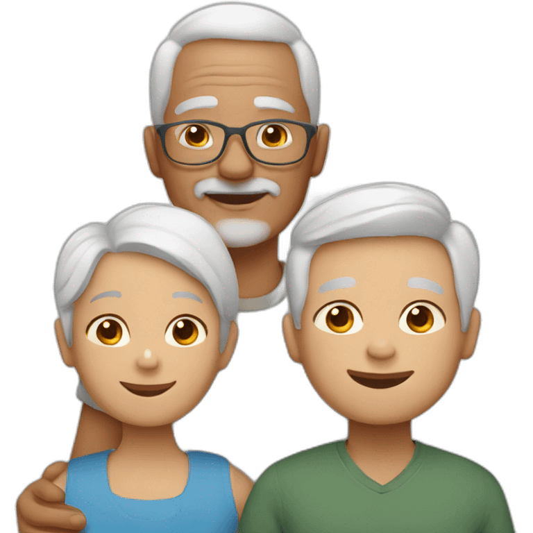 white grandparents and grandchildren emoji