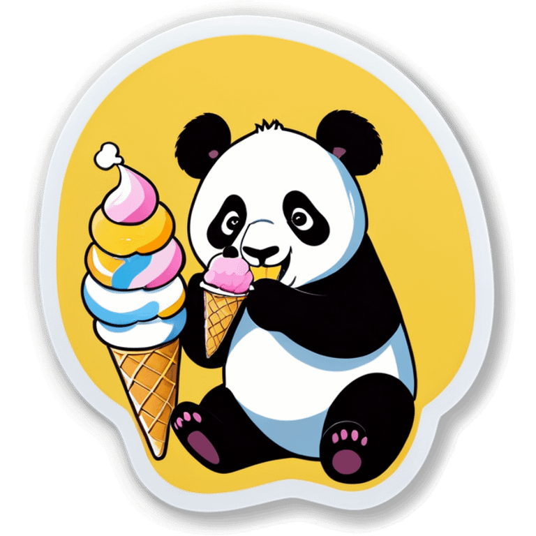 Panda eating ice cream emoji