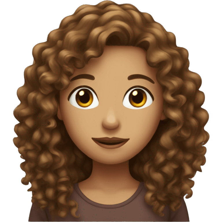 Long brown curly hair girl emoji