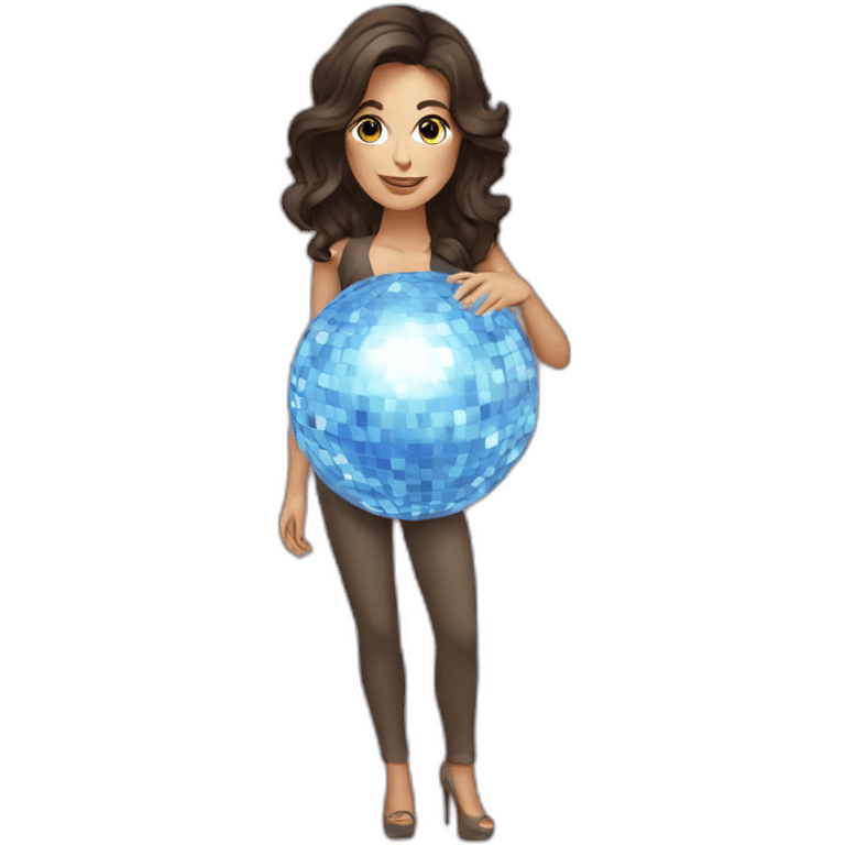 Brunette female creator with disco ball behind her emoji