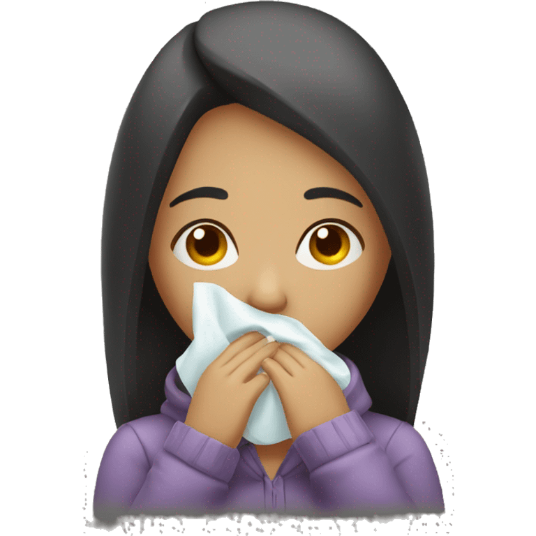 Girl being sick with stuffed nose emoji