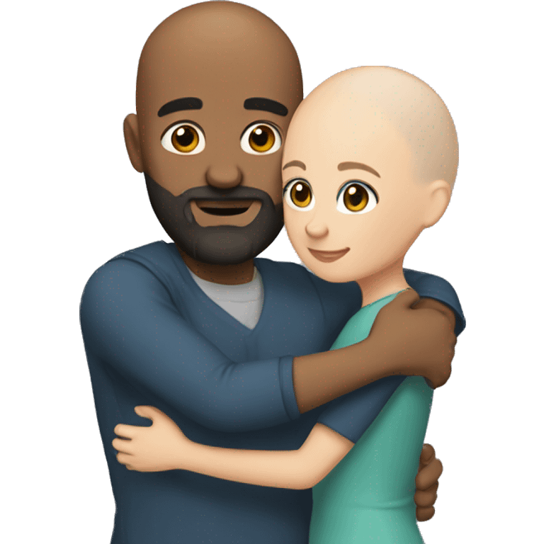 bald with dark grey beard with brunette girl hugging emoji