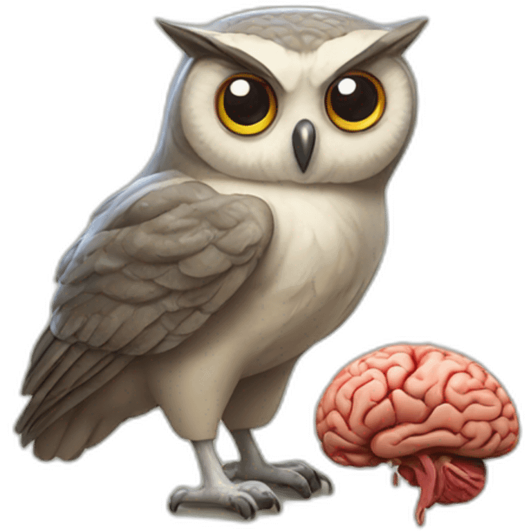 Owl eating a brain emoji